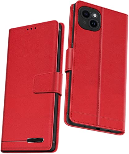 Étui portefeuille iPhone 14 rouge en cuir pour simplifier vos sorties en ville
