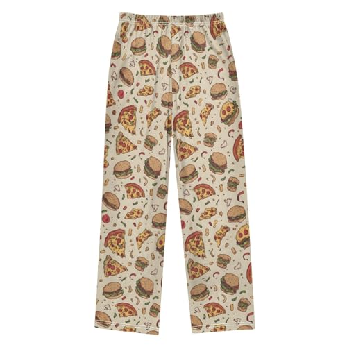 ALAZA Pizza Hamburger Cute Stylish Pajama Lounge Pants Long Sleep Pajama Bottoms with Pockets2