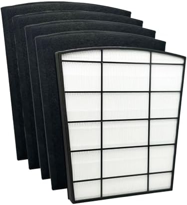 HP800 Filter Replacement Set Compatible with Hunter HP800 Multi Room Large Console Air Cleaner Purifier, Part Number H-HF800-VP H-PF800, 1 Filter and 4 Carbon Pre-Filter - Thumbnail 2