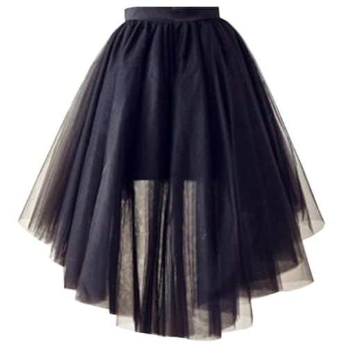 WDPL Women's Short High Low Homecoming Black Tulle Evening Night Out Skirts3