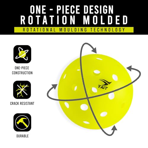 Image of Rovo USAPA Approved Pickleball Ball (Pack of 6) | 40 Hole Outdoor Ball for Tournament Play | Single Piece Rotational Molded | High Performance PP Material, Advanced Aerodynamics | Green Colour
