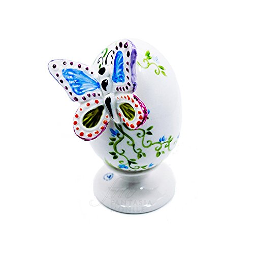 Huevo de Pascua de porcelana pintada a mano en relieve con diseño...