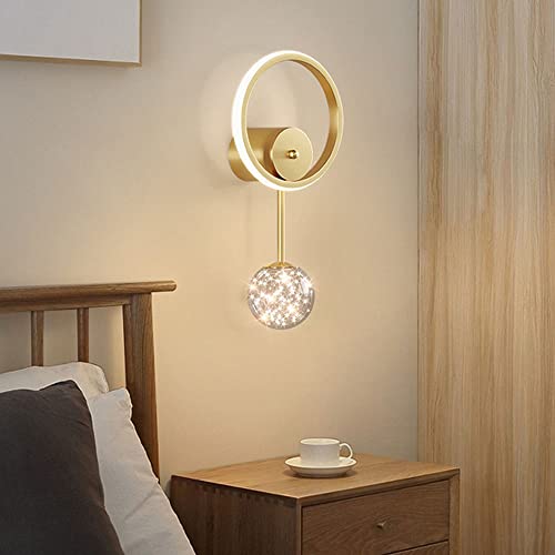 KROLE Nordisk kreativ lyxig LED-vägglampa sovrum internet kändis romantisk vägglampa enkel vardagsrum bakgrund vägglampa stjärnhimmel gång sängbord nattlampa guld svart ring