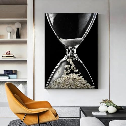 Impression Time is Money sur toile haut de gamme avec cadre 90 x 140 cm