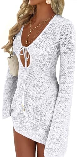 ANRABESS Womens Crochet Swimsuit Cover Ups Summer Beach Vacation Dresses