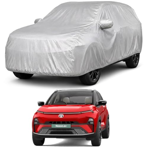 Image of AutoStory Nexon Ev Car Cover | Dustproof Lightweight Car Body Cover | Custom Fit for Tata Nexon EV 2023-2026 | Mirror Pocket | Lightweight | Indoor & Outdoor | Mirror Pockets, Elastic Bottom