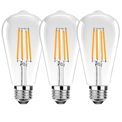 ProCrus ST19 Vintage LED Edison Light Bulbs,E26 Led Bulb 25W Equivalent,ST64 Vintage LED Filament Bulbs,2.5W Warm White 2200K,250LM,Clear Glass,Non-Dimmable,3 Pack