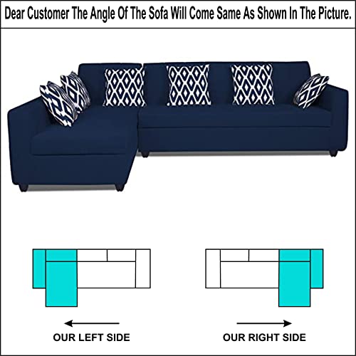 Image of Adorn India Rio Highback L Shape 6 Seater Sofa Set (Left Side Handle) (Blue)