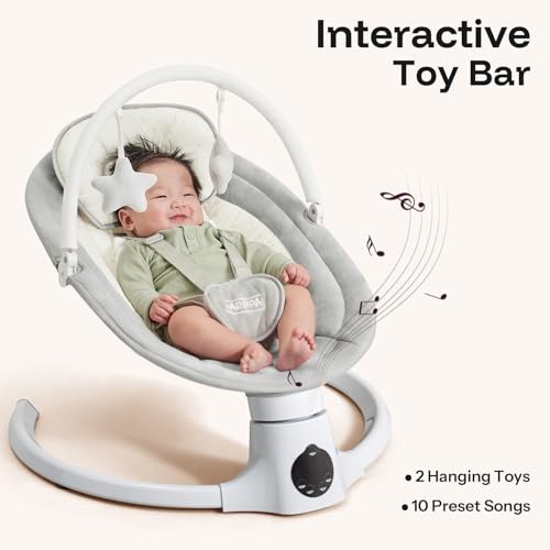 Image of HARPPA Weddell Lite Baby Swing for Infants, Electric Swings for Baby, Gery | Infant Swing with 3 Timers, Remote & Touch Panel, 5-Point Harness, 10 Built-in Melodies, and Folds for Easy Storage