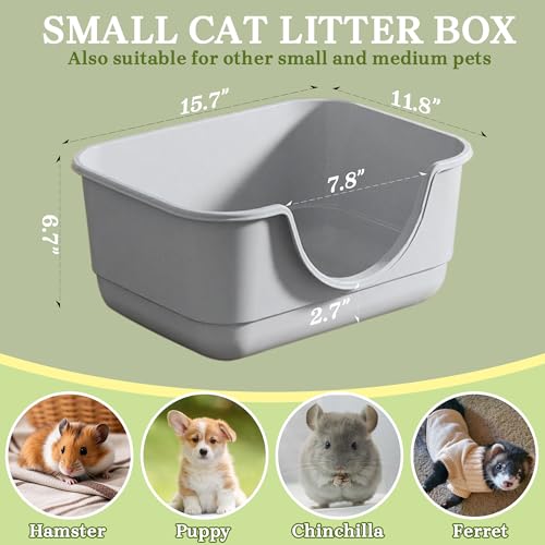 Caja de arena para gatos pequeña de entrada baja gris miniatura 5