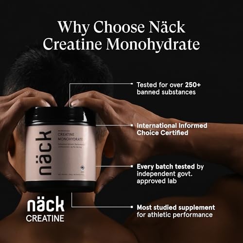 Image of Nack Micronised Creatine Monohydrate | 100% Pure | 83 Servings, Unflavoured| International Informed Choice Certified| Boosts Strength, Energy, Recovery| Rapid Absorption| Zero Sugar & Calories| 250gms