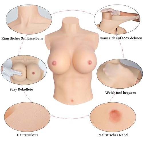 Silicone Breast SIlicone Breastplate Halfbody C-H Cup Breastform Fake Breasts for Crossdresser Transgender Dragqueen4