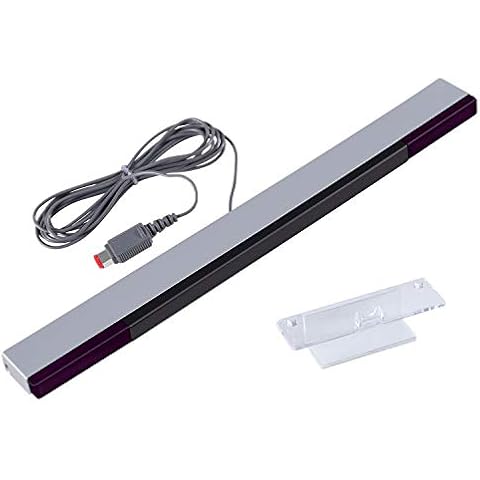 Aokin Sensor Bar for Wii, Replacement Wired Infrared Ray Sensor Bar for Nintendo Wii and Wii U Console, includes Clear Stand Cover