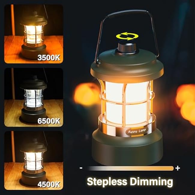 Camping Lantern Rechargeable, 49.2Ft 4 in 1 Tent Lights String with 9 Lighting Modes, 4000mAh Camping String Lights Waterproof for Camping Hiking Emergency Decoration