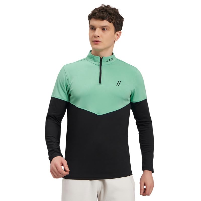 Image of ATICX Polyester Full Sleeve Compression High Turtle Neck Sports Jersey T Shirt for Men - Quick Dry Fit Gym Workout Top for Running, Swimming, Training, Cycling, Football, Badminton