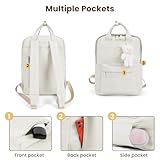 TIAASTAP Aesthetic Backpack School Bags for Girls Kawaii School Backpack with Cute Pendant Preppy School Bag for Kids Boys Teenage Primary Secondary Middle School (White) - Image 3