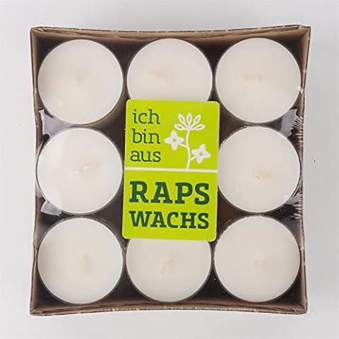 Teelicht-Kerzen PURE natur 18 Teelichte Brenndauer ca. 7 Stunden, 24 x 38mm, 100% nachhaltiges Raps-Wachs thumbnail