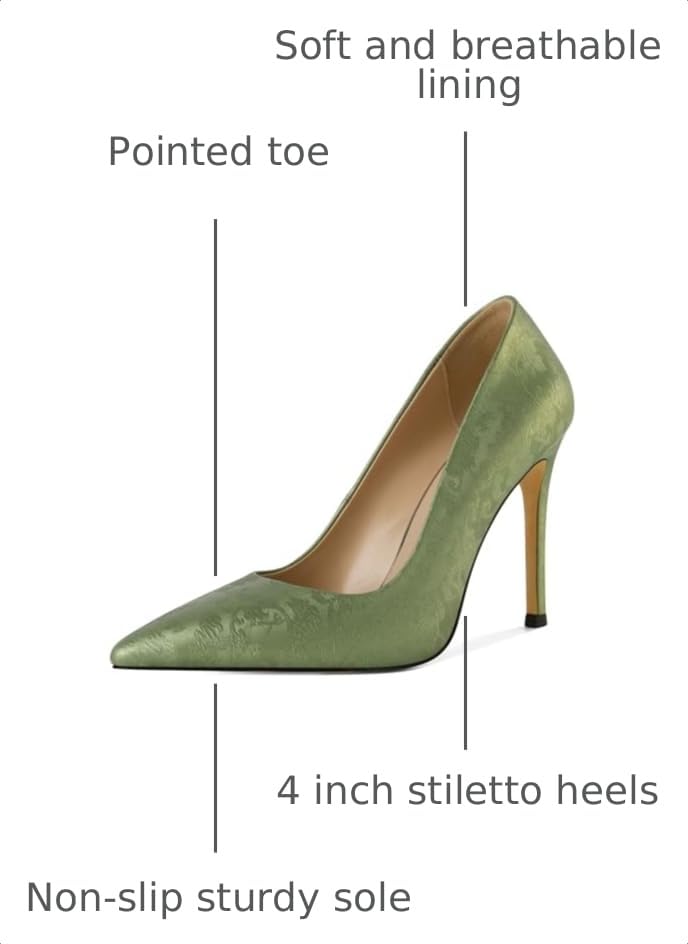 Image of Eldof Women's Classic Dress Pumps Shoes, Sexy Pointed Toe 4 inch Stiletto High Heels, Office Formal Slip On Size 5-13