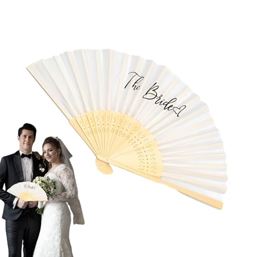Chaies Abanicos impresos con letras de boda, accesorios de decoración para reuniones | Abanico de mano con letras impresas | Abanico plegable impreso con letras de mano de papel para reuniones, hogar,