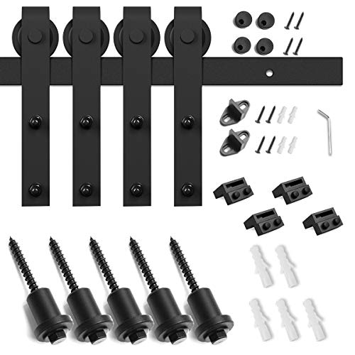 image for SMARTSTANDARD 6.6 Feet Heavy Duty Double Sliding Barn Door Hardware Ki