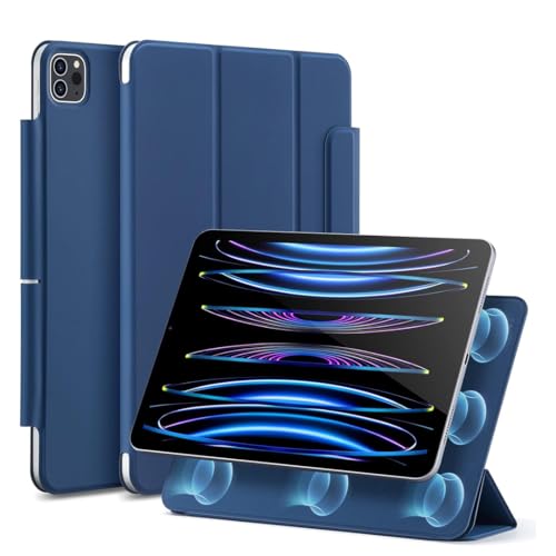 Image of LIRAMARK Case for Apple iPad Pro 11 inch 2022 /2021 /2020 4th /3rd Generation, Powerful Magnetic Case, Slim Trifold Stand, Supports Pencil Pro and Pencil (USB-C), Rebound Series - Blue