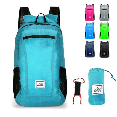 Hiking Backpack,Ultra-Light 20L Waterproof Folding Sports Lightweight Waterproof Backpack Suitable for Outdoor Camping Picnic (Lake Blue)