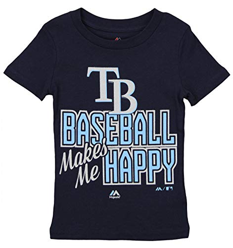 Outerstuff MLB Little Girls (4-6X) Tampa Bay Rays Baseball Makes Me Happy T-Shirt, Large (6X)