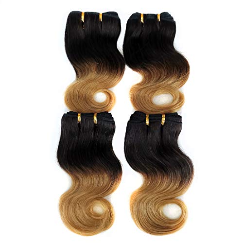8A Brazilian Body Wave Hair Natural Color 4 Bundles Virgin Brazilian Hair Unprocessed Body Wave Hair Short Brazilian Human Hair 50g/Bundle (8"8"8"8" 1B/27)