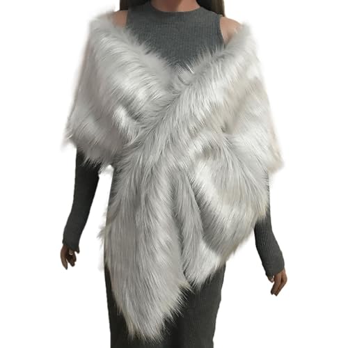 [WOOYOO] フェイクファーラップ レディース 毛皮ケープ ストール マント 花嫁 ファーショール 厚手 暖かい ストール 防寒 フェイクファー 秋冬 ファッション 着物 振袖用 ドレス用 披露宴 プレゼントのサムネイル