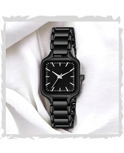 Image of SWADESI STUFF Newly Arrived Sqaure Dial Rose Gold Stainless Steel Strap Casual Elegant Watch for Women