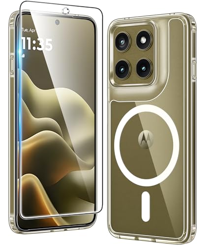 Image of FNTCASE for Motorola Edge-2026 Magnetic Case: Clear Military Grade Drop Protection with Screen Protector Anti Yellowing Cell Phone Cover - Rugged Shockproof Protective Bumper Transparent Phonecase