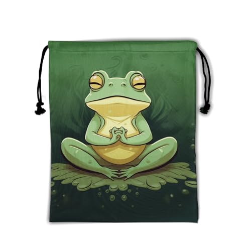 Nerxy Cute Frog Gymnastics Grip Bag - Yoga Frog Drawstring Grip Bag for Gymnasts Green Animal String Bag Adjustable Gym Drawstring Pouch for Travel Sports