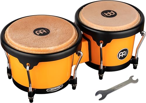 Image of Bongo Drum Set with Durable Synthetic All-weather Shells, Journey Series - NOT MADE IN CHINA - Natural Buffalo Skin Heads, 2-YEAR WARRANTY