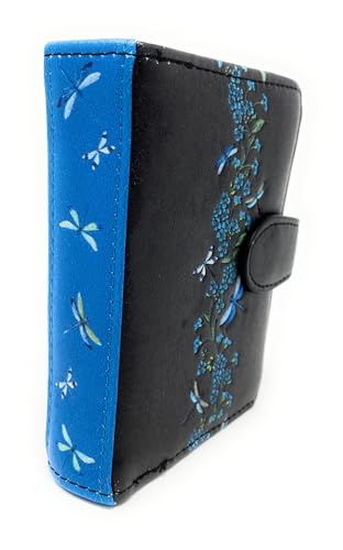 Shag Wear Floral Dragonflies Small Insect Wallet for Women and Teen Girls Vegan Faux Leather 4.5" Black2