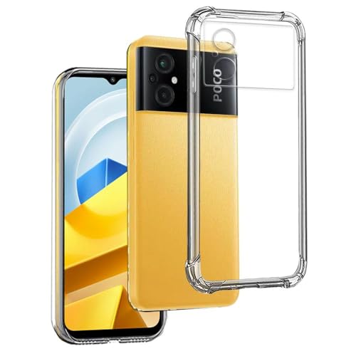 REY Funda Anti-Shock Gel Transparente para XIAOMI Poco M5, Ultra Fina 0,33mm, Esquinas Reforzadas, Silicona TPU de Alta Resistencia y Flexibilidad