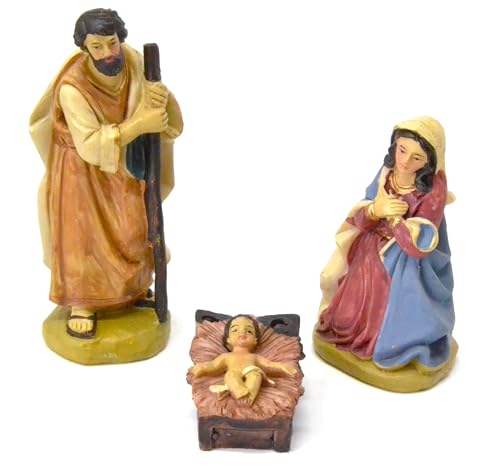 Genérico Figuras de Belén Decorativas, Set de 3 Piezas, Estatuas de Resina para Nacimiento, 11 cm, Sagrada Familia para Decoración Navideña. Jesus Nacimiento