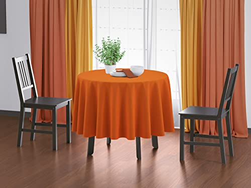Image of HOME COLORS.IN Plain Solid Cotton 4 Seater Round Table Cover - Durable - Machine Washable - Every Day use Dining Table Cloth - 60 x 60 Inch - Orange