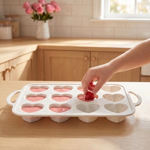 Molde de corazón antiadherente para desmoldar mini pasteles sin romperlos 7