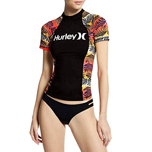 Hurley Women's Sig Zane Moorea SS Rash Guard - Hyper Pink - XS