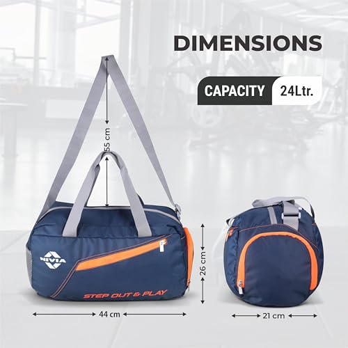 Image of NIVIA Sportspace 2.0 Polyester Gym Bag, Unisex Gym Bags, Adjustable Shoulder Bag for Men, Duffle Gym Bags for Men, Sports Kit, Duffle Bags Travel,Capacity-18 litres