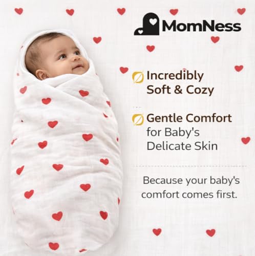 Image of 100% Muslin Cotton Swaddle for New Born Baby | Ultra-Soft & Breathable Baby Swaddle Wrap | Multipurpose Organic Blanket for Infants, Nursing Cover & Play Mat | 100x100 cm (Pack of 2)