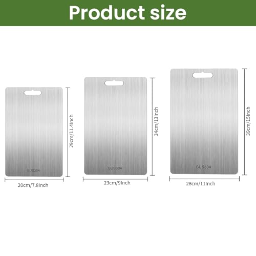 Titanium Chopping Board, 3 PCS Chopping Board Set, 304 Stainless Steel Cutting Boards for Meat, Vegetables, Fruit, Double-Sided Food Grade Cutting Board for The Kitchen, Dishwasher-Safe - Image 3