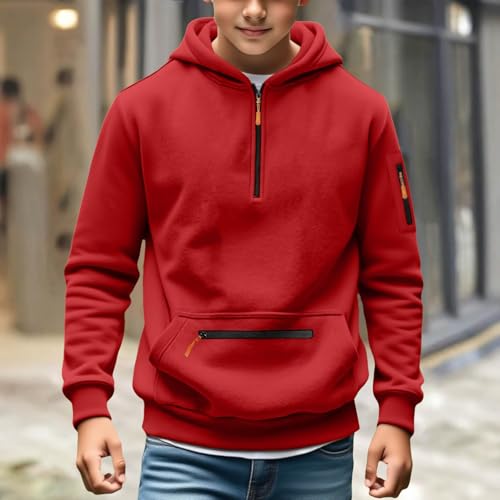 Kids Boys Half Zip Hoodie Plain Fall Winter Sweatshirt Lightweight Jacket School Teen Long Sleeve Pullover Cute Clothes4