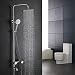 Produktbild KAIBOR Edelstahl Duschsystem mit Thermostat Regendusche, Duschset mit Kopfbrause, Kopfbrause und Handbrause, Thermostat Dusche mit Höhenverstellbar Duschstange und Duscharmatur für Badezimmer