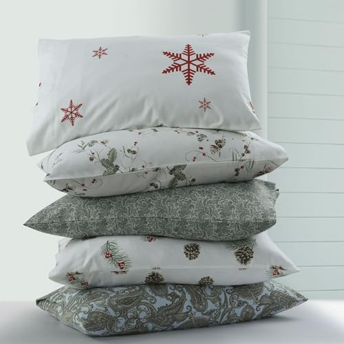 Tribeca Living Ultra-Soft Portuguese Flannel Pillowcase Set for Standard Pillows, 100% Cotton, Ava Paisley Print