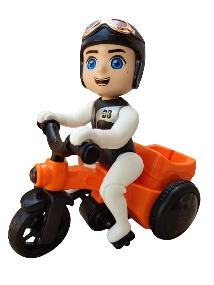 Image of Parabola Cloud MART Attractive Tricycle with Light, Music and Automatic Multi-Action - 360 Degree Spinning, Upright and Turning Features (Orange)