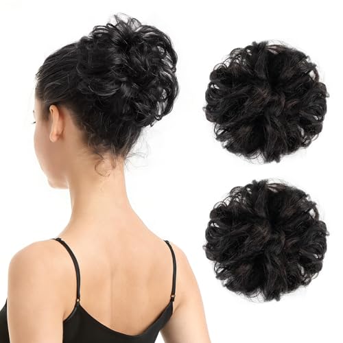BARSDAR 100% Human Hair Bun Extension - 2 PCS Real