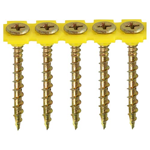 1000x Collated Solo Yellow WOODSCREW PH2 COUNTERSUNK ~ Softwood, Chipboard, MDF Screws (4.2 x 40mm)