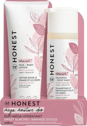 Image of The Honest Company 2-in-1 Cleansing Shampoo + Body Wash and Face + Body Lotion Bundle | Gentle for Baby | Naturally Derived | Sweet Almond Nourish, 18.5 fl oz