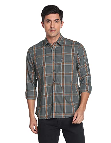 Image of Arrow Men's Cotton Checkered Slim Fit Shirt